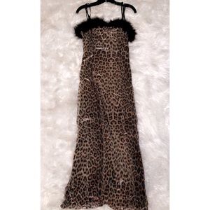 VINTAGE Juniors LA Glo Cheetah Print Formal Dress